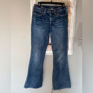 Women’s Silver SUKI Flare Size 28 X  31 Fade Whisking Cotton